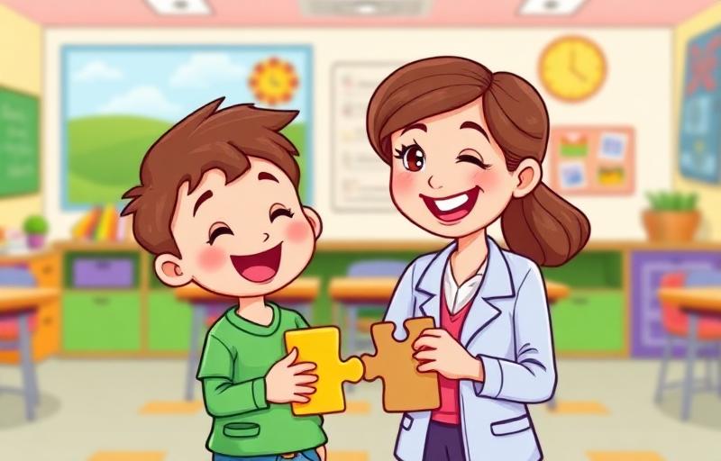 Cartoon illustration of matching children to perfect tutoring support